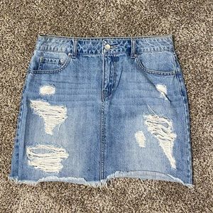 Forever21 Distressed denim mini-skirt, size L